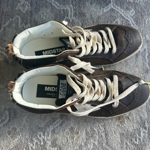 NEW GOLDEN GOOSE Midstar Mixed Leather Leopard Mid-Top Sneakers $645 SIZE 39 US9 - Picture 6 of 16